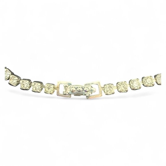 Vintage Rhinestone Necklace With Bow Design & Box Clasp 15" - Picture 7 of 7